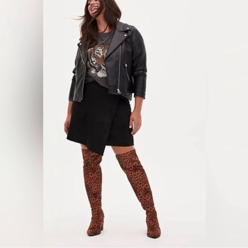 Torrid Leopard Print Faux Suede Over The Knee Size 10WW Extra Wide Width Boots